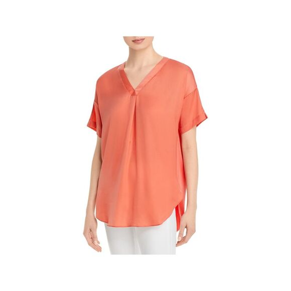 LYSSE Tops - LYSSE Womens Coral Stretch Short Sleeve V Neck Top XS
